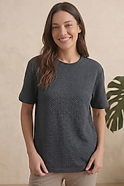 Unisex Antrasit Waffle Dokulu Tişört